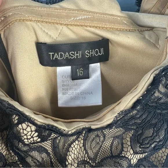 Tadashi Shoji Elidi Off Shoulder Lace Dress Black Size 16 Formal Cocktail - Picture 10 of 10